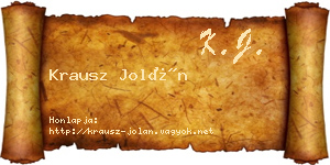 Krausz Jolán névjegykártya